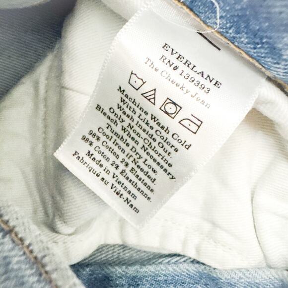 Everlane The Cheeky Jean Light Wash Denim Straight Leg Zip Fly Size 24 Crop - Picture 8 of 9